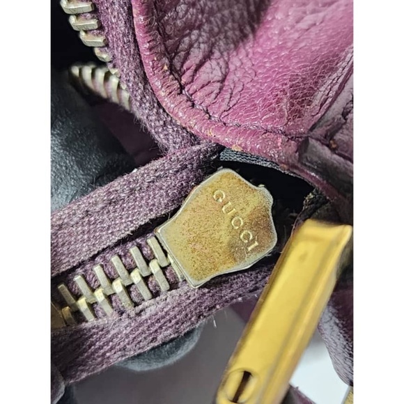 Authentic GUCCI Plum Leather GG Logo Blondie Hobo Bag Burgundy - Picture 6 of 14